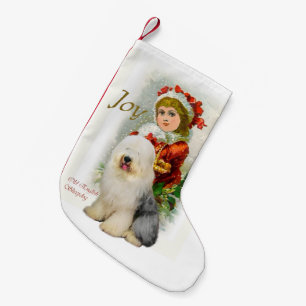 Petite Chaussette De Noël Vieux Noël anglais de cru de chien de berger