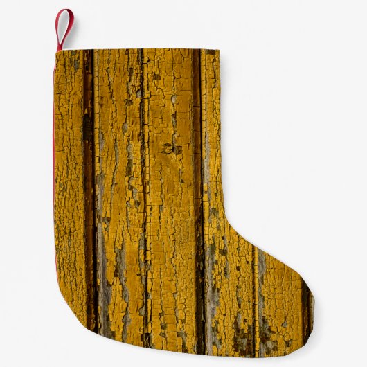 Petite Chaussette De Noël Vieux portail ou clôture jaune avec peinture diffé (Devant)