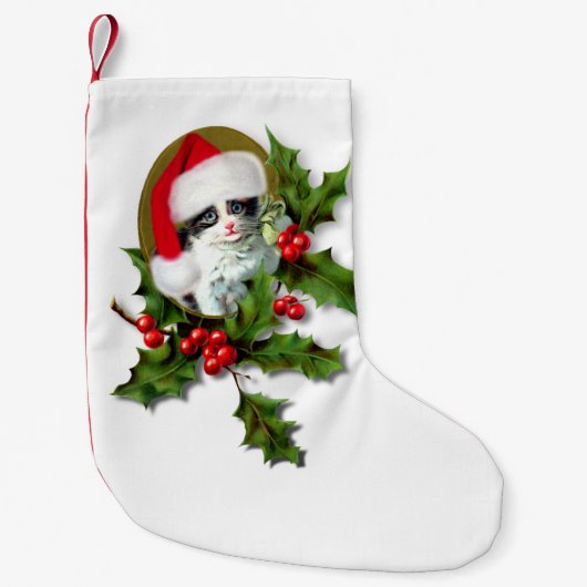 Petite Chaussette De Noël Vieux style Noël Kitten (Devant)