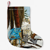 Petite Chaussette De Noël Viking Cat Blue Dragon (Devant)