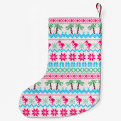 Petite Chaussette De Noël Vilain Flamant rose tropical de Noël (Dos)