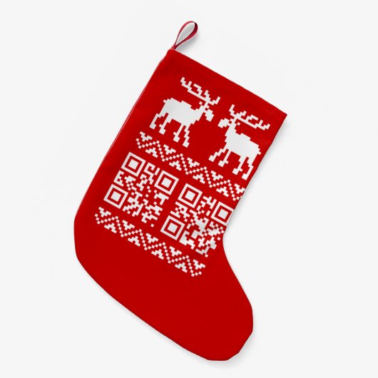 Petite Chaussette De Noël Vilain Sweater QR Code Bonne année! (Devant (Accrochage))