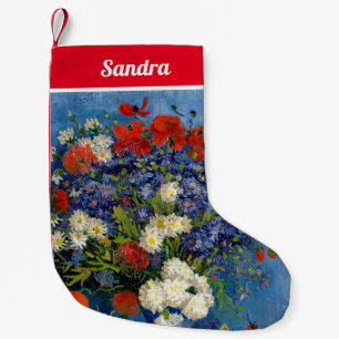 Petite Chaussette De Noël Vincent van Gogh - Vase avec des Bleuets & Coqueli