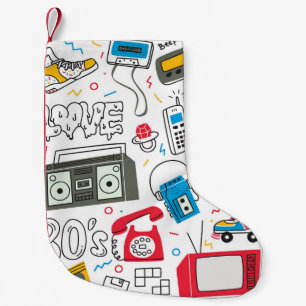 Petite Chaussette De Noël Vintage 80's 90's doodle with boom box, television
