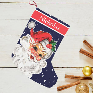 Petite Chaussette De Noël Vintage Jolly Santa Claus Vous Donne Des Présentat