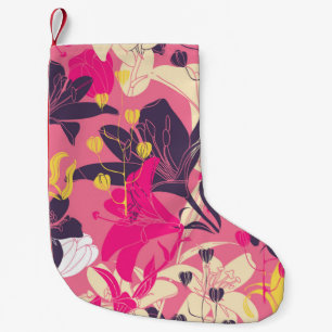 Petite Chaussette De Noël Vintage motif floral transparent. Design rideau. M