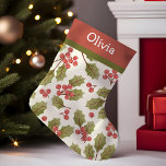 Petite Chaussette De Noël Vintage Noël Aquarelle Holly Feuilles Monogramme<br><div class="desc">Célébrez la saison des Fêtes avec ce charmant bas de Noël vintage avec de beaux feuilles de saints aquarelles et un monogramme personnalisable. Réalisée avec soin du détail, cette réserve apporte une touche d'élégance et de nostalgie à votre décor de vacances. Parfait pour être suspendu au coin de la cheminée,...</div>