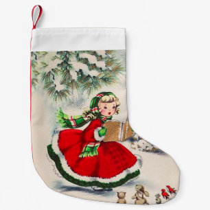 Petite Chaussette De Noël Vintage Noël Fille Noël Stocking