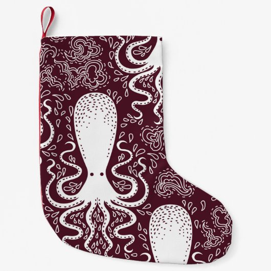 Petite Chaussette De Noël vintage Octopus pattern. (Devant)