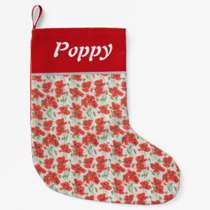 Petite Chaussette De Noël Vintage Pavot rouge motif floral