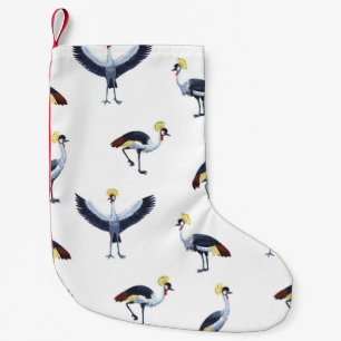Petite Chaussette De Noël Vintage seamless pattern with crowned crane birds.