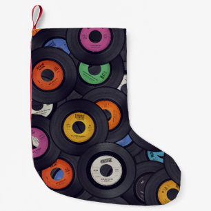 Petite Chaussette De Noël Vintage Vinyl Records Arrière - plan de musique