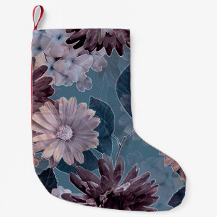 Petite Chaussette De Noël Violet monochrome : Aquarelle Florale sans couleur