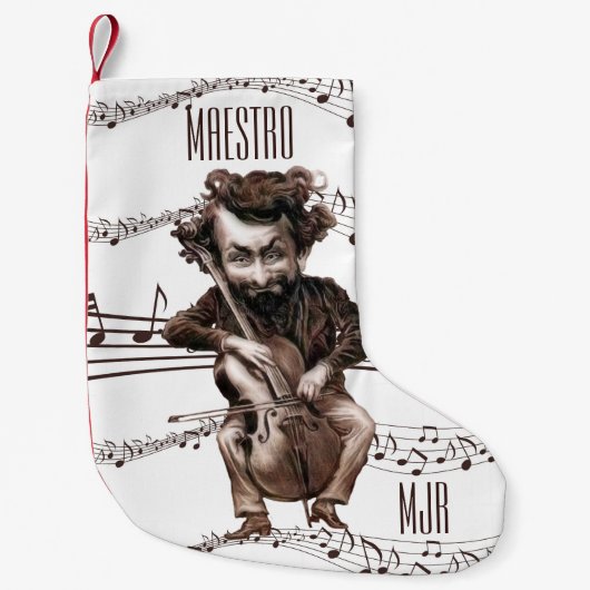 Petite Chaussette De Noël Violoncelle | Vintage | monogrammed (Devant)