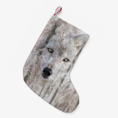 Petite Chaussette De Noël Visage de loup en bois de neige (Devant (Accrochage))