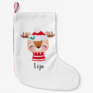 Petite Chaussette De Noël Visage de rennes souriants de Noël
