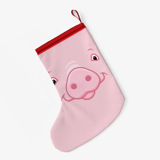 Petite Chaussette De Noël Visage rose heureux mignon de porc (Dos (Accrochage))