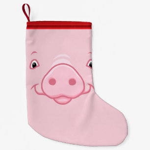 Petite Chaussette De Noël Visage rose heureux mignon de porc