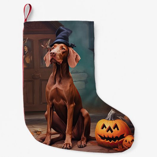 Petite Chaussette De Noël Vizsla Citrouille Halloween effroi (Devant)