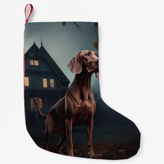 Petite Chaussette De Noël Vizsla Halloween effroi (Devant)