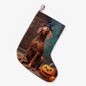 Petite Chaussette De Noël Vizsla Potirons Halloween Effrayant (Devant (Accrochage))