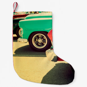 Petite Chaussette De Noël Voitures classiques garées dans une voiture à rame