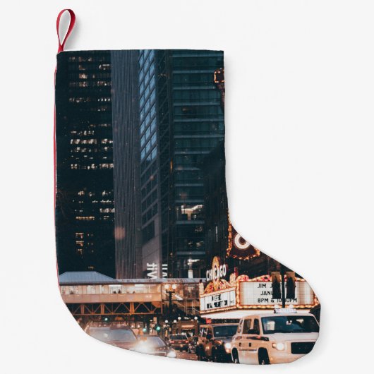 PETITE CHAUSSETTE DE NOËL VOITURES PRÈS DES BÂTIMENTS (Devant)