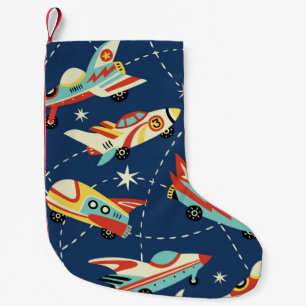 Petite Chaussette De Noël Voitures spatiales vintage sans faille motif vinta