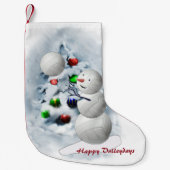 Petite Chaussette De Noël Volley-ball Snowman Noël (Devant)