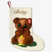 Petite Chaussette De Noël Votre nom Christmas Stocking avec bébé Honey Bear (Devant)