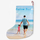 Petite Chaussette De Noël Votre photo Noël Stocker Nom du texte personnalisé (Dos)