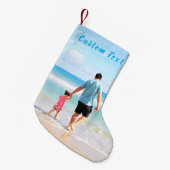 Petite Chaussette De Noël Votre photo Noël Stocker Nom du texte personnalisé (Devant (Accrochage))