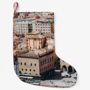 Petite Chaussette De Noël Vue aérienne de la Piazza Maggiore carré et San Pe