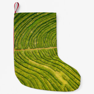 Petite Chaussette De Noël Vue aérienne du champ vert ouvert
