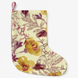 Petite Chaussette De Noël Watercolor Seamless Pattern with Contoured Element