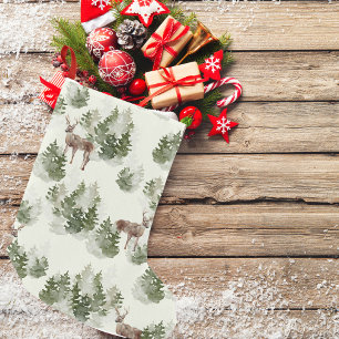 Petite Chaussette De Noël Watercolor Winter Forest Motif sans joint