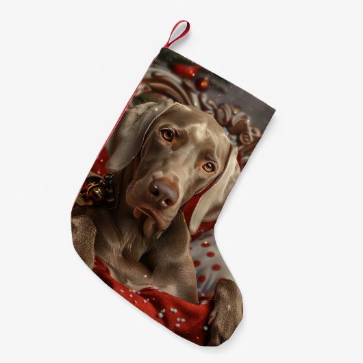 Petite Chaussette De Noël Weimaraner Chien Festif de Noël (Devant (Accrochage))
