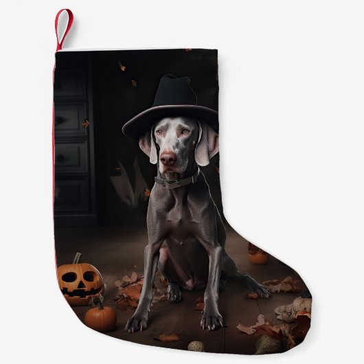 Petite Chaussette De Noël Weimaraner Citrouilles Halloween effrayant (Devant)