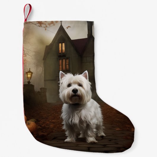 Petite Chaussette De Noël West Highland White Terrier Halloween effrayant (Devant)