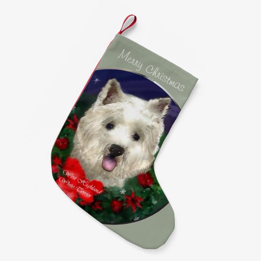 Petite Chaussette De Noël West Highland White Terrier Noël (Devant (Accrochage))