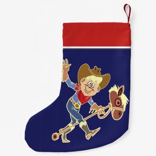 Petite Chaussette De Noël Western Cowboy Kid On Stick Horse (Dos)