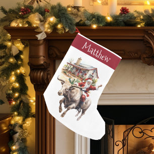 Petite Chaussette De Noël Western Père Noël Cowboy Noël Sud-Ouest