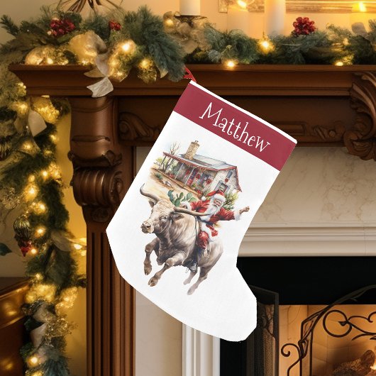 Petite Chaussette De Noël Western Père Noël Cowboy Noël Sud-Ouest