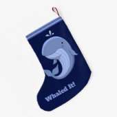 Petite Chaussette De Noël Whaled il baleine bleue heureuse mignonne (Dos (Accrochage))