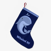Petite Chaussette De Noël Whaled il baleine bleue heureuse mignonne (Devant (Accrochage))