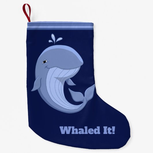 Petite Chaussette De Noël Whaled il baleine bleue heureuse mignonne (Devant)