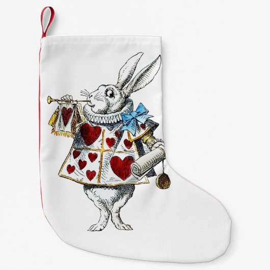 Petite Chaussette De Noël White Rabbit Alice Wonderland Hearts (Devant)