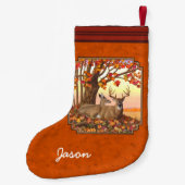 Petite Chaussette De Noël Whitetail Deer Maple Tree Autumn (Dos)