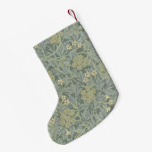 Petite Chaussette De Noël William Morris Jasmine Bleu Vert Art Botanique (Dos (Accrochage))