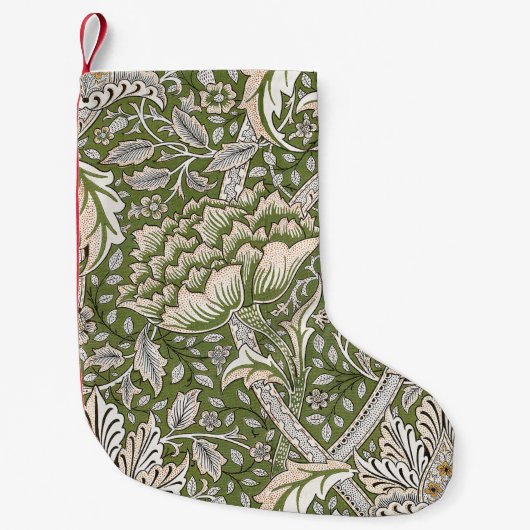 Petite Chaussette De Noël : William Morris Windrush Motif Vert : Vintage (Devant)